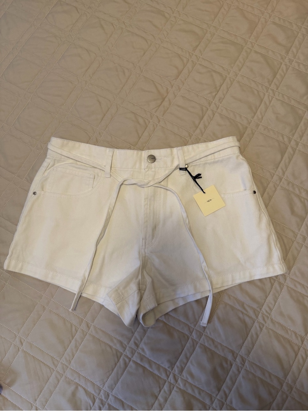 Amazon Women's White Denim Drawstring Jean Shorts